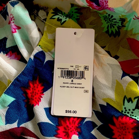 NWT Guess Kloey Double Slit Floral Maxi Skirt. Size 8. Poppy Jungle Grey. - Picture 5 of 9